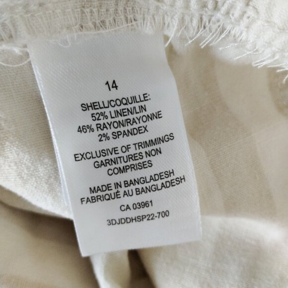 Denver Hayes Hi-Rise Wide Leg Crop Pants 14 Beige Stripes Linen Blend - Picture 6 of 11